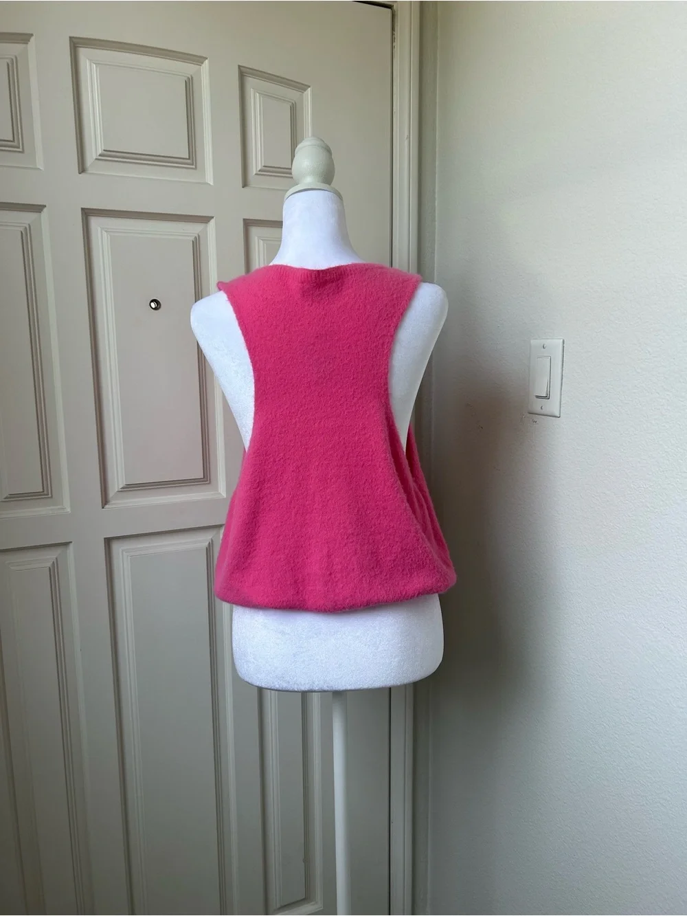 Free People Intimately Neon Pink Fuzzy Sweater Tank NWT Barbie Coquette Y2K